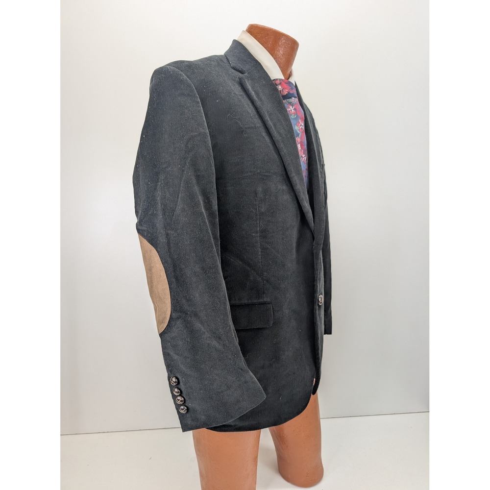 Ralph Lauren Corduroy Blazer Jacket Mens 40S Black Brown Elbow Patch Sport Coat - Picture 3 of 9